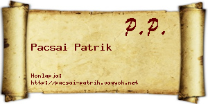 Pacsai Patrik névjegykártya
